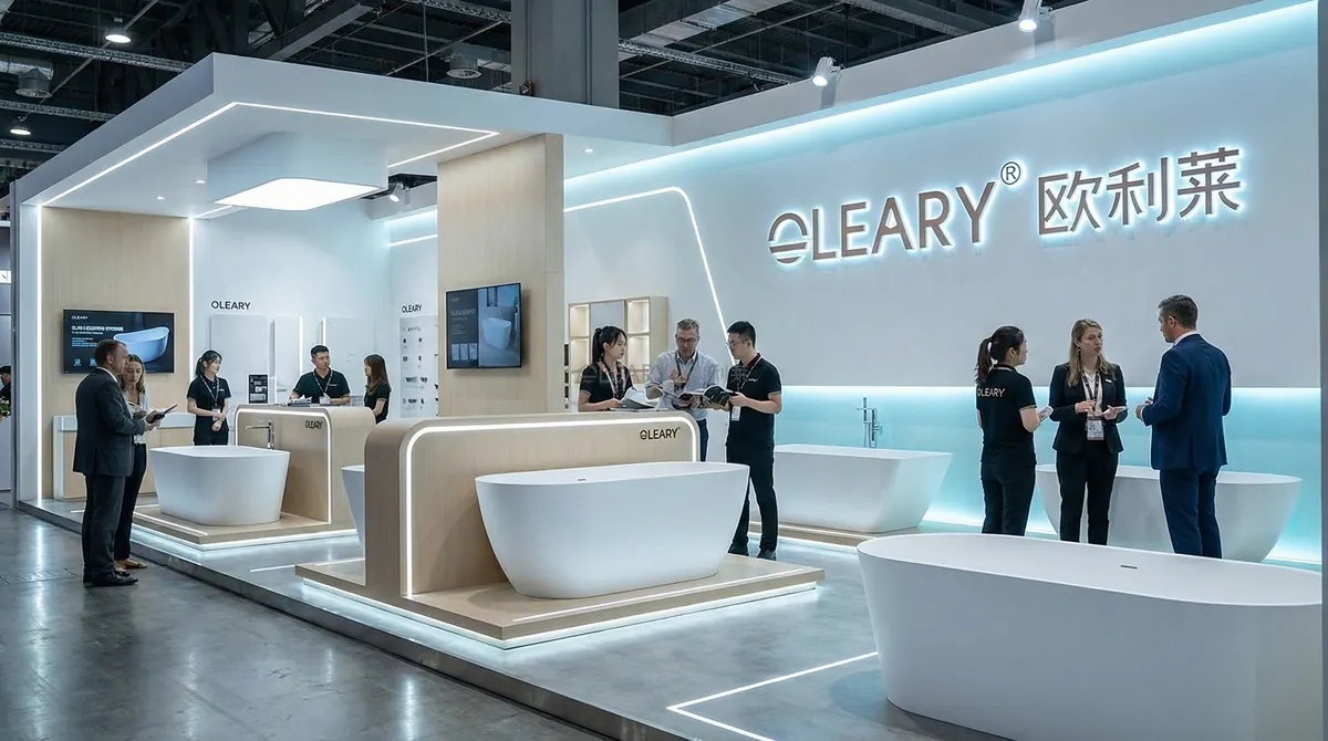 OLEARY亚克力浴缸与人造石浴缸材质对比，展示不同材质抗黄变性能